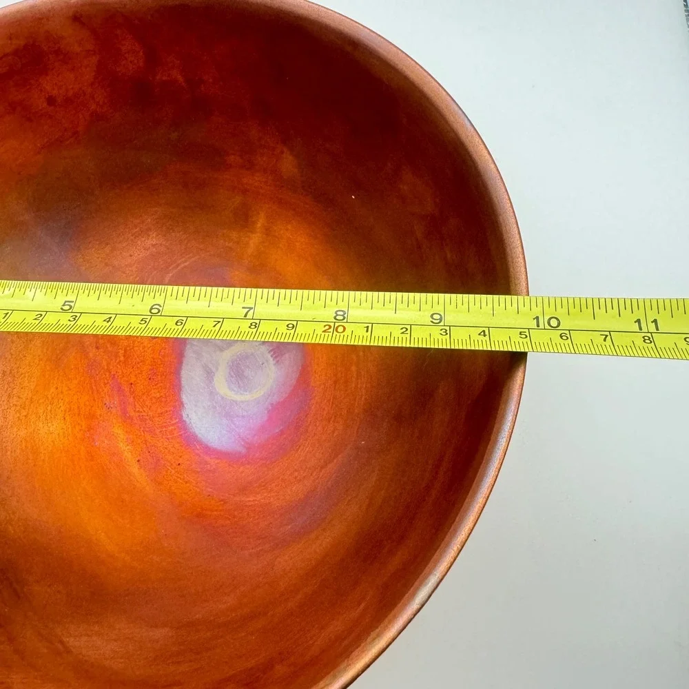 Copper Mixing Bowls Set of 2 Brass Ring Handles Round Bottom Kitchenware vintage
